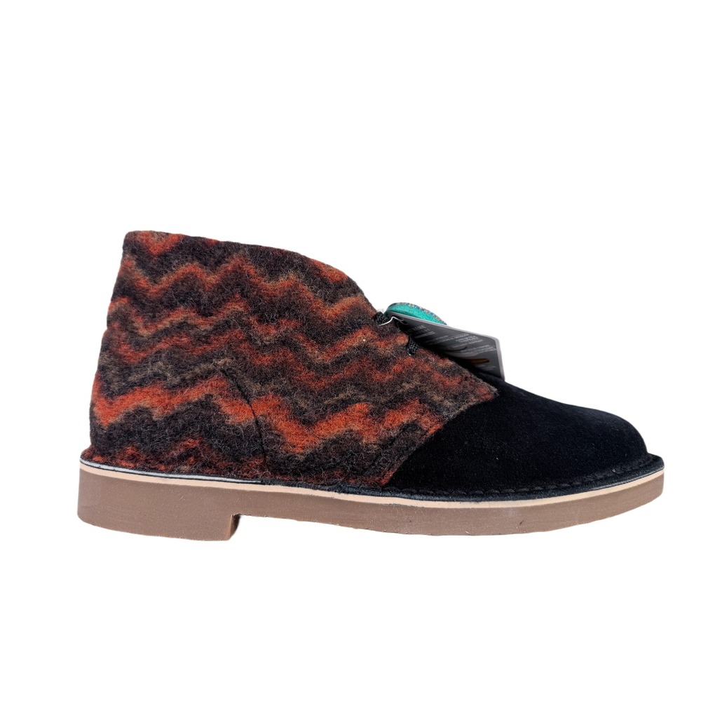 Clarks Bushacre 3 Chukka Boot NEW IN BOX Men 10 Black Red Wool Suede Lace Aztec - Picture 5 of 11